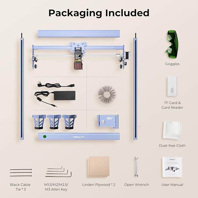 Creality Falcon 5W Laser Engraver Machine, 72w High Precision 0.06mm Laser Cutter and Engraving Machine for Wood Leather Acrylic Glass, 10000mm/min, Offline Usage, Working Area 400 * 415mm