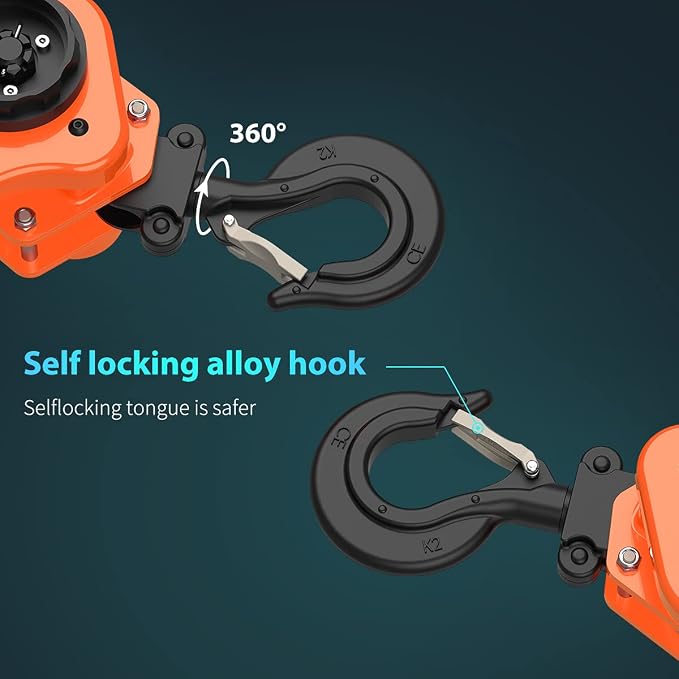 Lever Chain Hoist - 3/4 Ton Capacity - G80 Grade Chain 10ft Lifting- Safety Factor 4+ - CE Certified - Ideal for Lifting, Strapping, Bundling and Dragging- Smooth Action