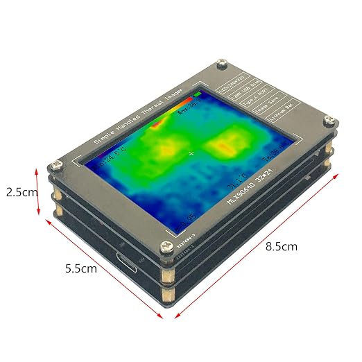 MLX90640 Handheld Infrared Thermal Imager Portable Non-Contact Temperature Measurement Camera 3.2-inch LCD Display Rechargeable Battery Picture Storage Home Ghost Hunting Use