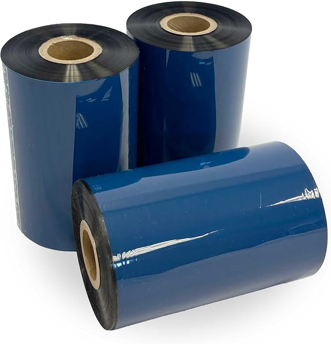 Wolfbarco 3 Rolls 4.02" x 1476' (102mm x 450m) Resin-Enhanced Wax Thermal Transfer Ribbon Black 1" Core Coated Side Out (CSO) for Zebra, 170Xi4, 220Xi4 Printers