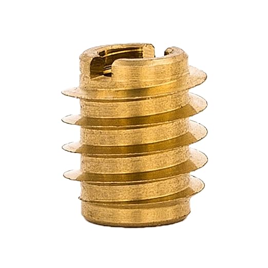 E-Z LOK Knife Threaded Insert for Hard-Wood, Brass Thread Inserts 8-32 Internal Threads, 0.375" Length Pack of 25