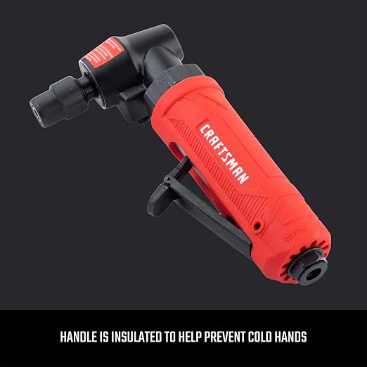 CRAFTSMAN 1/4-in Angle Die Grinder with Spindle Lock, 21,000 RPM High-Speed Power, Angled Head for Tight Areas, Built-in Muffler, Ergonomic Insulated Handle