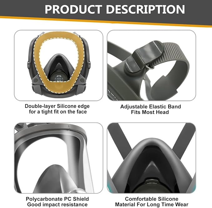 Full Face Gas Mask,Respirator Mask for Gases,Chemical,Spray Paint