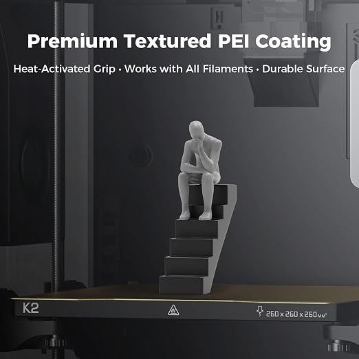 Creality K2 Build Plate Original 293x270mm Dual Side Textured Golden PEI Coating Spring Steel Magnetic Bed Plate 3D Printer Build Plate for Creality K2