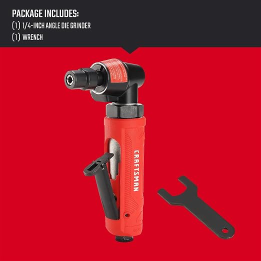 CRAFTSMAN 1/4-in Angle Die Grinder with Spindle Lock, 21,000 RPM High-Speed Power, Angled Head for Tight Areas, Built-in Muffler, Ergonomic Insulated Handle