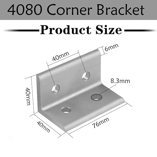 4080 Corner Bracket Connector Set for 4080 8080 Aluminum Extrusion Accessories 6Set(Silver L)