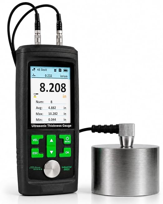 Ultrasonic Thickness Gauge Industrial-882X / Steel, Metals, Plastic, Glass, PVC, Pipes Thickness Gauge Meter – Range 0.039 to 11.811 inch (1-300mm) | Color LCD