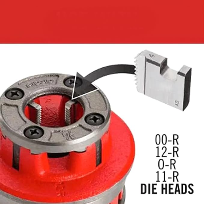 4-Piece 47770 Pipe Threading Die Set with Storage Case- Heavy Duty NPT Thread Cutter for 1"-2" Pipes, Fits RIDGID 300, Reed 535, Works with 504A/713/815A Die Heads