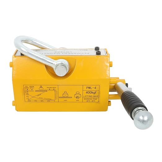 findmall 880 Lbs/400kg Magnetic Hoist Lifter 2.5 Security Factor Yellow Permanent Lift Magnets for Lifting Plate Steel