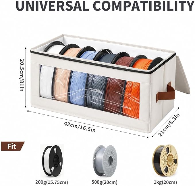 Qozary Filament Storage Box - 4 Pack 3D Printer Filament Storage Containers with Desiccants, Holds Up to 24 Rolls, 3D Printing Accessories Holder Rack for Home, Office Workshop, Studio