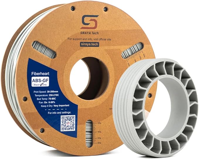 Siraya Tech Fibreheart ABS-GF Premium Glass Fiber 3D Printer Filament - 93°C Heat Resistance, High Durability, Precision Printing - for Automotive & Industrial Applications (1kg, Grey)