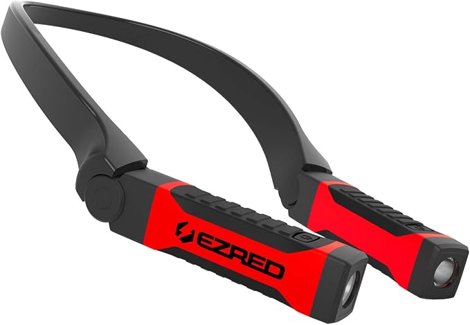 EZRED Anywear Rechargeable Neck Light for Hands-Free Lighting, Soft Green & Bright NK10 Anywear Neck Light for Hands-Free Lighting, Red and Black