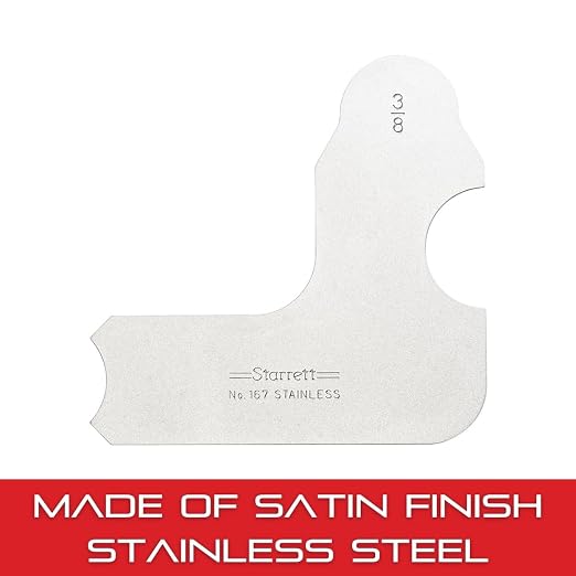 Starrett Individual Radius Gage for Both Convex and Concave Radii - Ideal for Carpenters and Constructions - Stainless Steel, 3/8" Radius Gage, Inch Reading - 167-3/8
