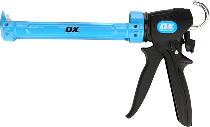OX Pro Heavy Duty Caulk Gun - 10 oz Manual Caulking Gun with Dual 24:1/12:1 Thrust Ratio - Best Caulk Gun for Sealant & Adhesive - Pistola De Calafateo