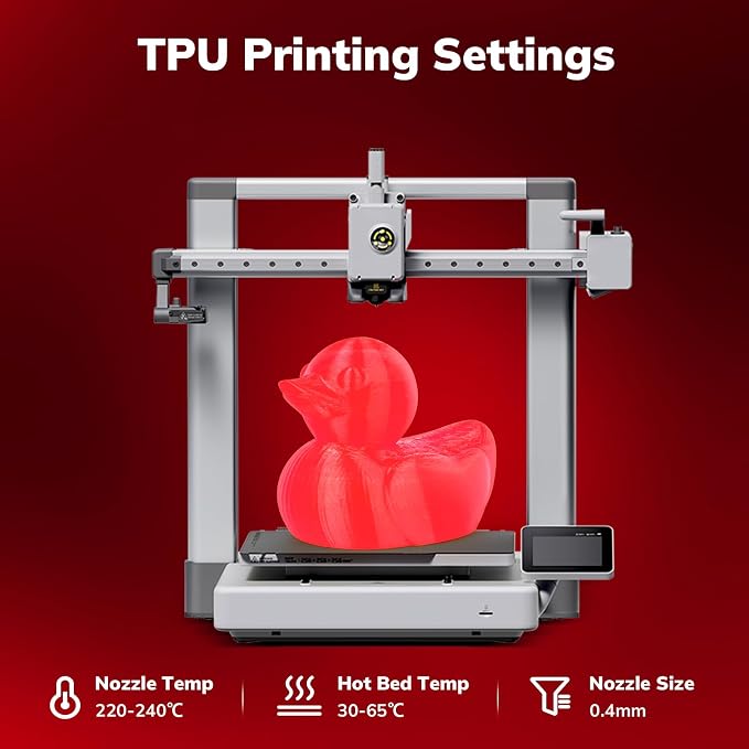 AMOLEN 95A TPU 3D Printer Filament, 1.75mm Glow in The Dark Red, Soft TPU Flexible 3D Printing Filament, High Hardness & Resilience, Best with UV Lamps, 1kg Spool(2.2lbs), Fit Most 3D Printers