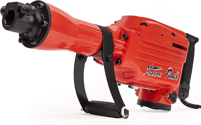 XtremepowerUS 2200W Electric Demolition Jack Hammer Concrete Floor Demo Breaker Cement Breaker Floor Drill DIY (Point Bull, Chisel & Shovel Bits) w/Carrying Case