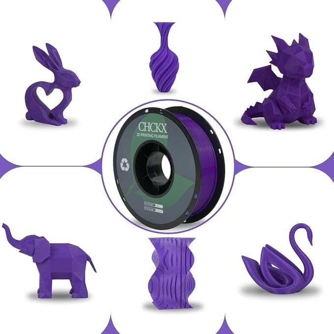 PETG 3D Printer Filament, Dimensional Accuracy +/- 0.03 mm, 1kg Spool(2.2lbs), 1.75 mm Fit for Most 3D Printers, Purple