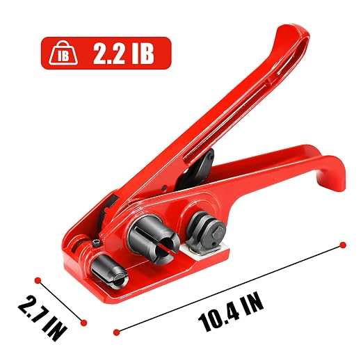 Heavy Duty Banding Strapping Tensioner & Cutter Manual Packaging Tools Windlass for 1/2"-3/4" Width Polyester Poly Strap(red)