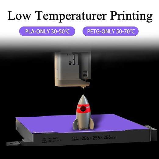 HzdaDeve Cool Plate for Creator 5 Cold Build Plate No Heating No Glue Double Sided Smooth Board Low Temperature PEI Sheet Heated Bed Spring Steel Platform for Flashforge Creator 5 Pro (Purple)