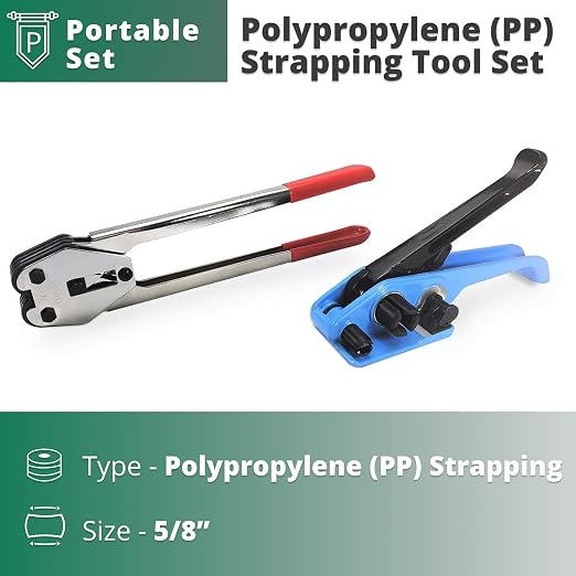 IDL Packaging - P-300, C-3005 Strapping Tool Set for 5/8" Polypropylene (PP) Strapping - Tensioner and Sealer for Poly Banding - Packaging Strapping Tool Kit