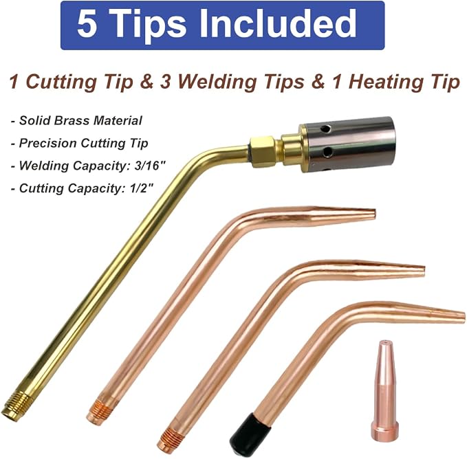 Oxy Acetylene Torch Kit,Portable Gas Cutting Torch and Welding Kit with Heating Tip, Acetylene Oxygen Gas Regulator Welding Hose,Welding Glasses Storage Case