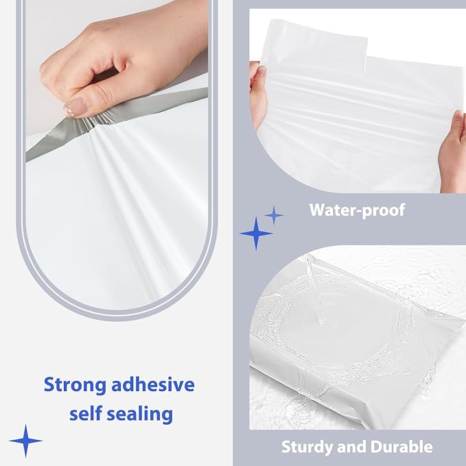 Fuxury Poly Mailers 17.7 X 22" 50 Pcs,Large Shipping Bags for Clothes,White | Tear-resistant Shipping Envelopes,Durable Self Seal Mailing Bag,Waterpoof Large Polymailers For Business,Boutique & Online