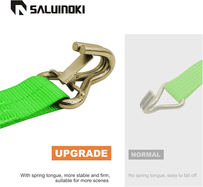 8Pack 2 inch Ratchet Straps Heavy Duty 15 ft J Hook with Anti-Loss Lock, 2 inch Tie Down Straps for Trucks, Cargo Straps Ratcheting Green