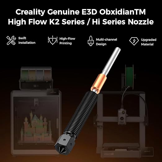 Creality K2 Plus/ K2 Pro/ K2 E3D Nozzle, Upgrade Obxidian™ High Flow Nozzle Assembly, Creality Hi Combo Extruder Hotend Nozzles, Supporting 600mm/s Printing (0.4mm)