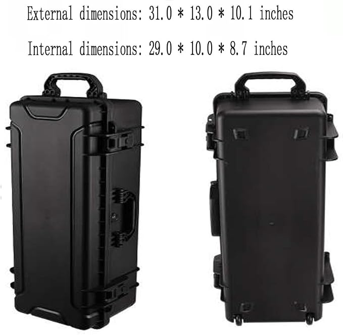 31" L x 12" W x 9" H Large Hard Case with Foam, Portable Rolling Hard Case with Wheels, Waterproof Shockproof Dustproof, Suitable for Cameras, Lenses, Camcorder, Instrument, Telescopes