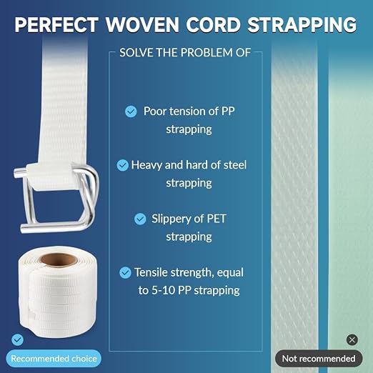 BAOSHISHAN Banding Strapping Kit Packaging 3/4'' Width 328' Length Woven Cord Strapping Heavy Duty Pallet Strapping Kit