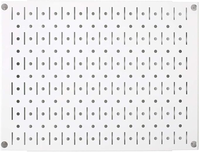 Wall Control Pegboard Wall Organizer Tiles Modular Metal Pegboard Tiling Set - Four 12-Inch Tall x 16-Inch Wide White Peg Board Panel Wall Storage Tiles - Easy to Install (White)