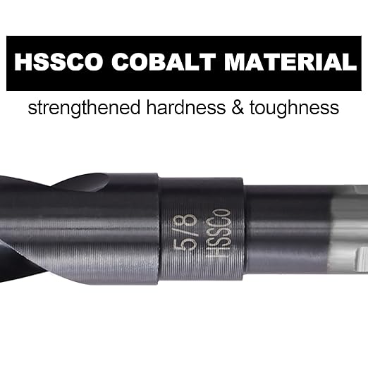 5/8 Drill Bit for Metal and Hardened Steel, M35 Cobalt 1/2 Inch Reduced Shank Industrial Grade Heavy Duty Drill Bit, with Index Storage Case