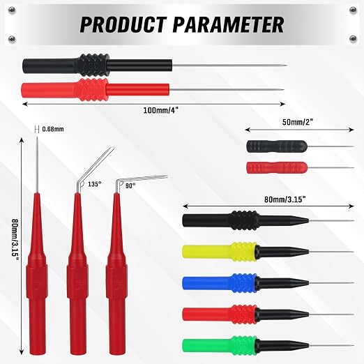 SWANLAKE 43-Piece Back Probe Kit, 30A Multi-Angle Test Probe, 4mm Banana Plug to Copper Alligator Clips, U-Shaped Connectors, Automotive Electrical Circuit Diagnosis Car Repairing Tools