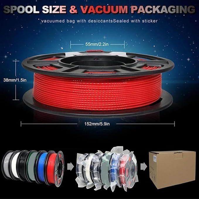 3D Printer Filament Bundle 1.75mm Filajoy3D 6 Pack 250g Dimensional Accuracy +/- 0.03mm for Most FDM 3D Printers Black White Gray Red Blue Transparent