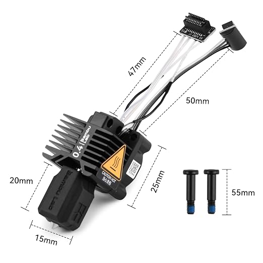 Bamboo Original P1 Series 04mm Hardened Steel Complete Hotend Kits Set with Fan,Full Assembly Hot End Kit for Bambu Lab P1,P1P,P1S 3D Printer