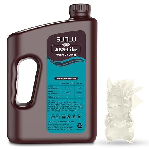 SUNLU Upgraded 3000G ABS Like Resin for 3D Printer, 405nm UV-Curing Resin LCD/DLP/SLA 3D Printers, 3D Printer Resin Fit Most Brand, Clear 3kg