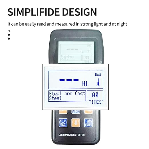 7 in 1 Portable Metal Leeb Hardness Tester with D Sensor & Standard Block,Hardness Meter Durometer for Stainless Steel,Alloy,Copper,10 Materials,HL HB HV HRC HRB HRA 170-960HLD Hardness Test Kit