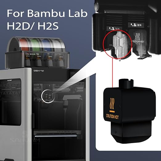 3 Pack H2D Silicone Socks for Bambu Lab H2D/ H2S 3D Printer Hotend, High Temperature Resistant Up to 300°C, Extruder Heater Block Insulation Cover, Flexible & Durable