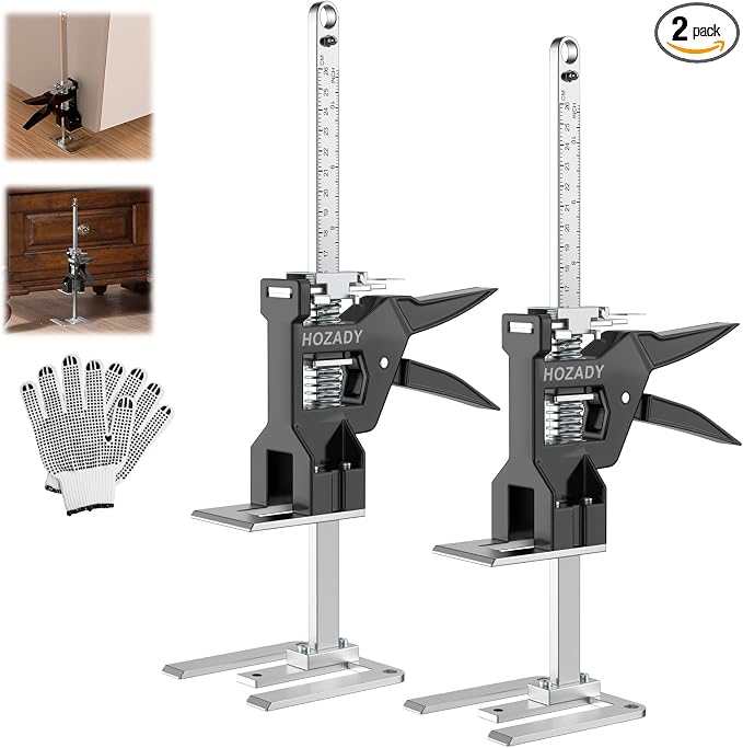 Labor Saving Arm Jack 2 Pack, 440LBS 15.5" Stainless Steel, Slow/Fast Descent & Mechanical Leverage, Multi-Functional Furniture Lifting Tool for Doors, Windows, Tiles, Appliances