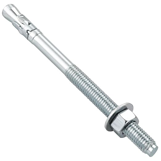 Wensilon 3/8x5" 100Pcs Inch Standard Fasteners for Heavy-Duty Zinc Wedge Anchors for Cement and Concrete