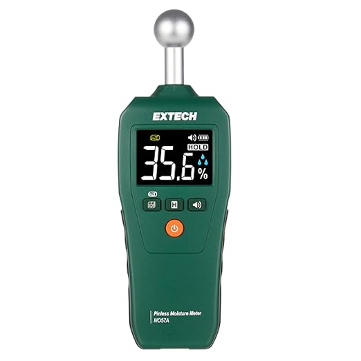 Extech MO57A Compact Pinless Ball Probe Moisture Meter - Non-Destructive Spherical Sensor Tester for Water Damage, Wood and Drywall, Up to 4-Inch Depth Detection with Audible Alert