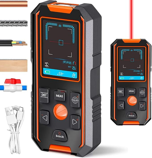 NOYAFA NF-518S Wall Scanner Stud Sensor 3IN1 Stud Detector Beam Detector Laser Rangefinder Digital Level Meter Tape Measure for Metal, Wood, Joists, AC Cord Rechargeable, Voice Annunciation