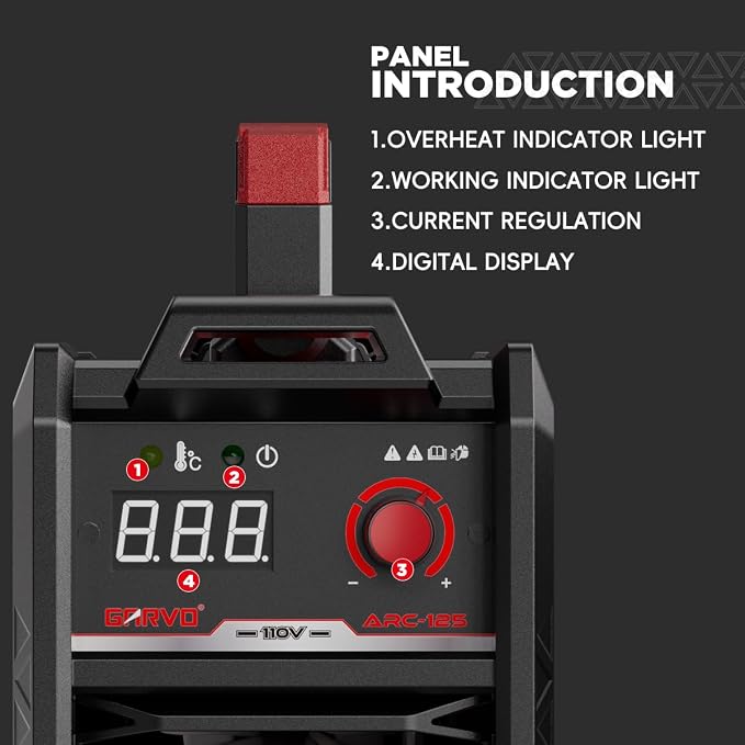 GARVO 110V MMA Welder Machine,125Amp ARC Welder Mini Stick welder Digital Display LCD,Hot Start,Arc Force and Anti-Stick ARC-125 (ARC-125)