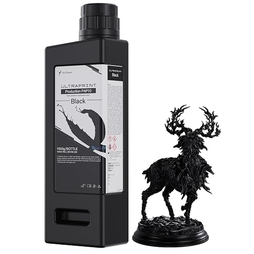 PAP10 3D Printer Resin, UltraPrint Production Precision with Smallest Detail and Higher Sharpness, Compatible with Reflex RS & RS Turbo & Reflex & Reflex Turbo (Black, 1KG)