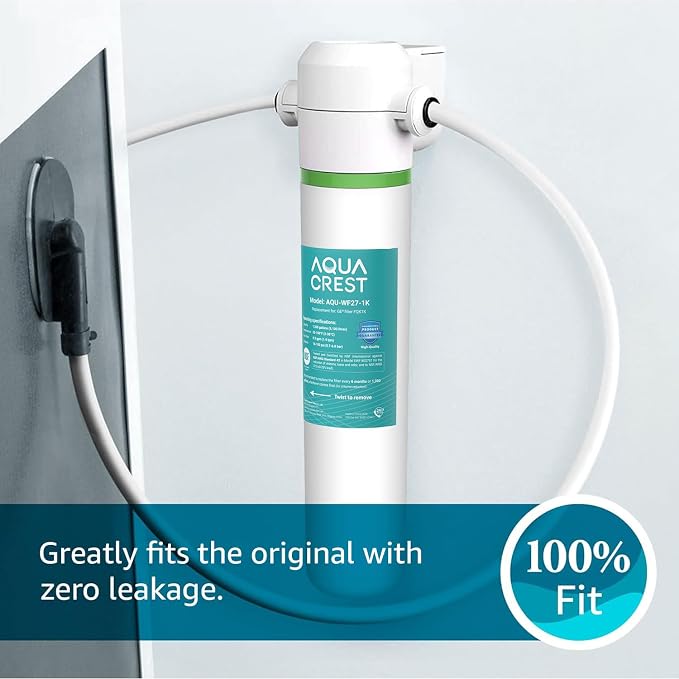 AQUA CREST FQK1K Under Sink Water Filter, Replacement for GE FQK1K, FQK2J, GXK185K and GX1S50R, NSF/ANSI 42 372 Certified, Reduces Chlorine, Taste&Odor, 1350 Gallons (Pack of 3)