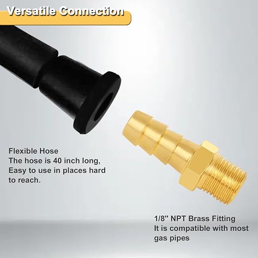 Manometer Gas Pressure Tester, Manometer LP Gas Pressure Tester Gauge 0-10" W.C, 1/8" NPT Fitting with Barbed Connection, 40" Hose