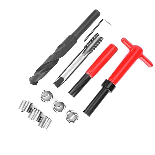 11Pcs Thread Repair Kit,M16x1.5 Length 1.5D Stainless Steel Twisted Drill Tap Wrench Threaded Insert Tool,Metric-Imperial Units Conversion Helicoil Repair Kit