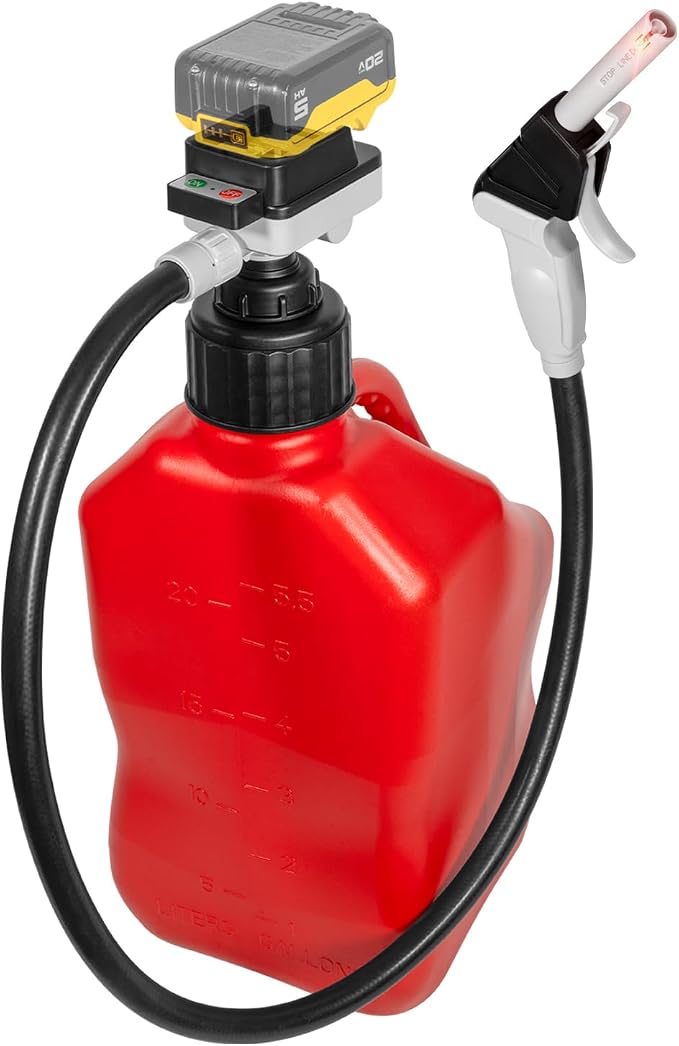TERA PUMP Cordless Battery Powered Liquid Transfer Pump (4.0 GPM) | Compatible with DeWalt 20V & Milwaukee 18V Batteries, Automatic Shutoff Sensor, 51" Heavy-Duty Rubber Hose, 4 Adapters