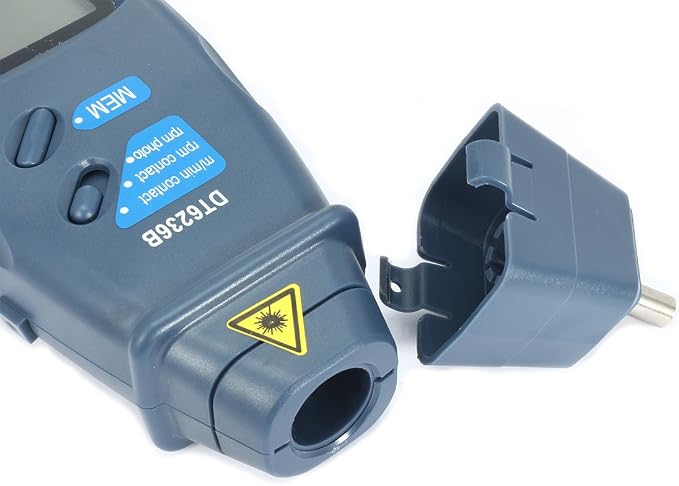 uxcell DT-6236B 2 in 1 Digital Tachometer Contact/Non-Contact Photo Tachometer RPM Tach Meter | 2.5-99999 RPM Accuracy with Linear and Rotation Speed Measurement Wheels