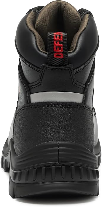 Men’s 6” & 8” Composite Toe Work Boots, Electrical Hazard Safety Boots for Men, Full-Grain Leather Construction Boots, Slip Resistant Rubber Outsole, Removable Memory Foam PU Insole
